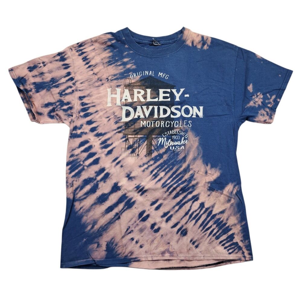 Harley Davidson T-Shirt Mens M Cherokee North Carolina Tie Dye Graphic Biker